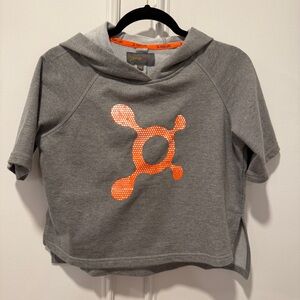 Orangetheory Fitness Women’s Short Sleeve Hoodie XS Gray Orange Logo Athleisure